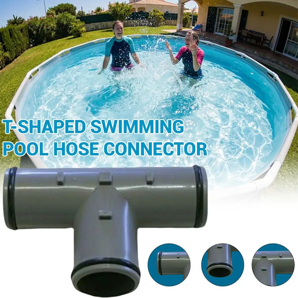 T Shape Pool Hose Connector Fit 1-1/4 Inch PVC Leak Free Branch Water Pipe Joint Easy Install Universal Pool Filter Hose Repair