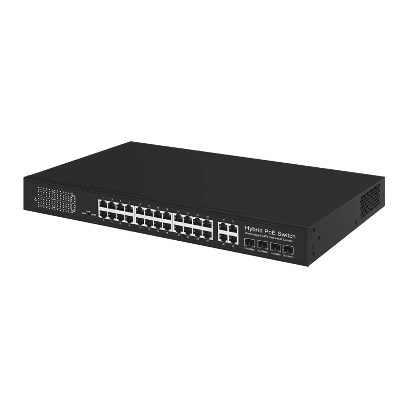 Gigabit uplink BT PoE switch 4*1000M TP/SFP Combo ports and 24*1000M PoE ports, 22 ports support IEEE802.3af/at/bt PoE standard,