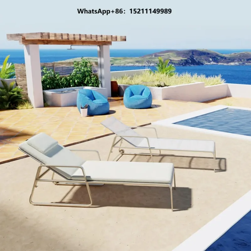 Outdoor Beach Sun Lounger Stackable Durable Aluminum Chaise Lounge Chair for Garden Pool