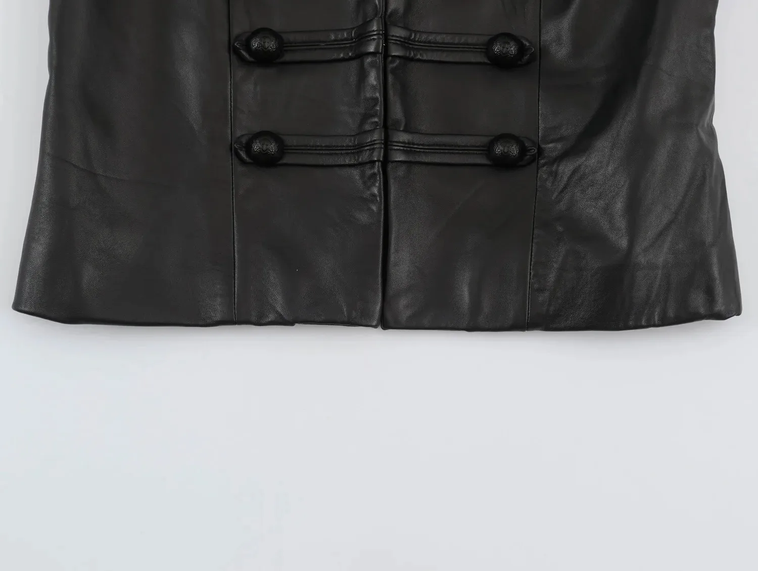 Damen Street-Chic Schwarze Lederjacken für Frauen Langarm Seilknoten Schnalle Kurzmantel 2026 Herbst Casual Neue Oberbekleidung – Detail 7