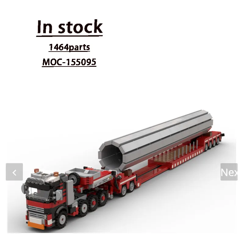 MOC-155095New 8x4 trator semi-caminhão, com carregadeira baixa europeia retrátil 1464 peças blocos de construção brinquedo presente para aniversário de meninos