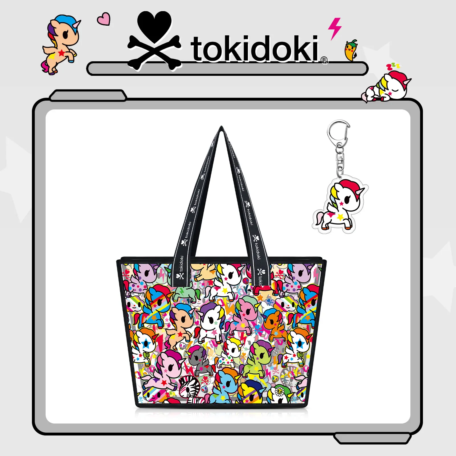

Tokidoki Unicorno Clear Tote Bags, Transparent Tote Bag for Women, Waterproof Seethrough, Concerts, Work, Beach