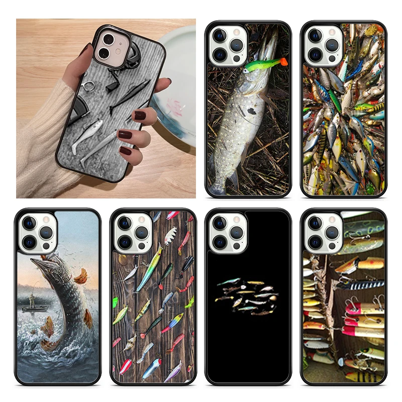 Pike Fishing Bait Spinner Phone Case Cover For iPhone 15 16 14 XR XS 11 12 13 Mini Pro MAX Plus Coque