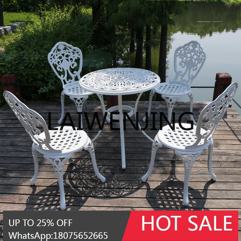 Outdoor Cast Aluminum Table and Chair Outdoor Garden Terrace Table and Chair Five-Piece Set Courtyard Iron Leisure Furniture