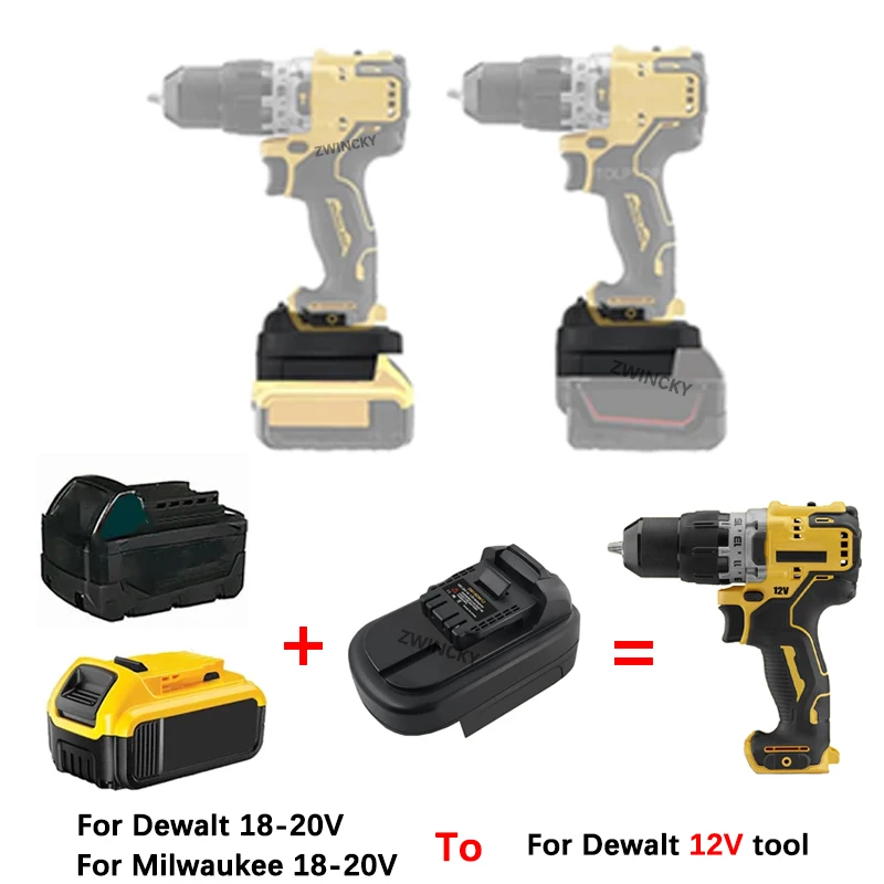 

Новый адаптер преобразователя для литий-ионной батареи Dewalt/Milwaukee 18 в 20 в для замены аккумулятора Dewalt 12 В, беспроводной электроинструмент