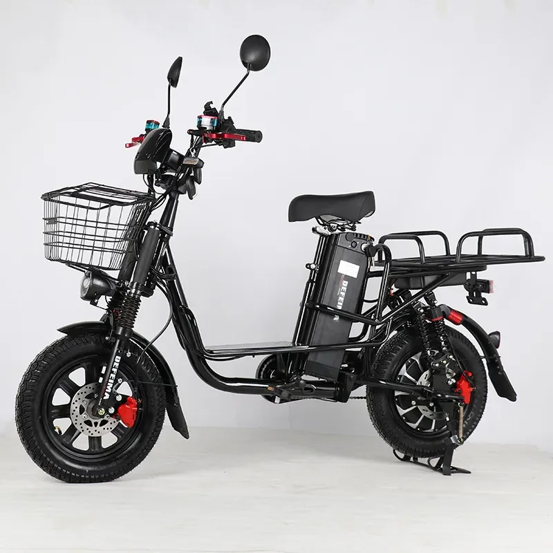 16 Inch Electric Bicycle with Lithium Battery Front and Rear Shock Absorption Disc Brake for Food Delivery High Load Capacity