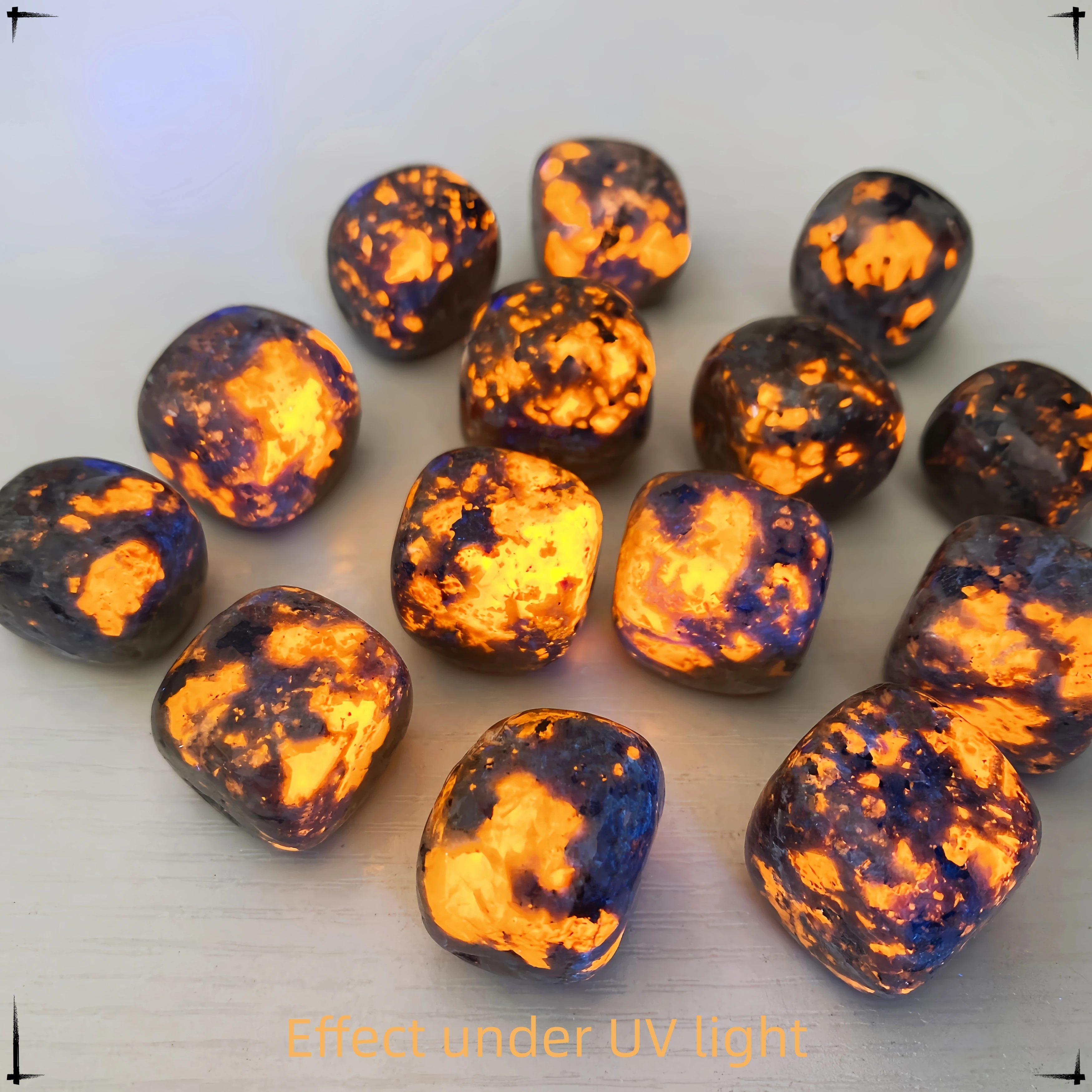 Pierre naturelle Yooperlite polie, pierre flamme, cristal de paume, minéraux de guérison Reiki, diffuseur fluorescent, paillettes, décoration intérieure, cadeaux