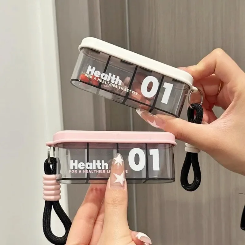 

2PCS Portable Pill Organizer, Transparent Multi-Compartment Vitamins Holder, Mini Travel Pill Case for Daily Dustproof Storage