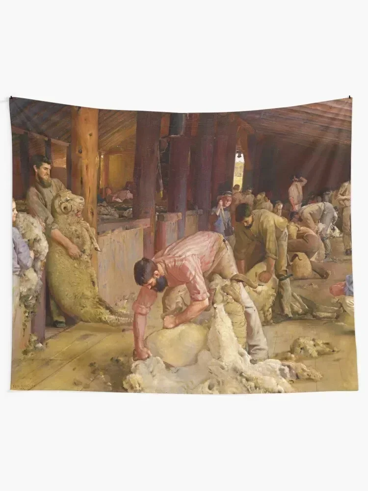 Shearing the Rams by Tom Roberts (1890) Tapestry On The Wall Wallpapers Home Decor Tapestry