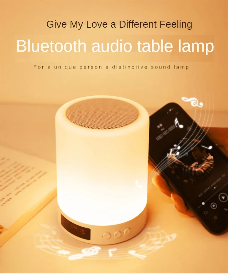 Stereo Audio Bluetooth Table Lamp Rechargeable Bluetooth Speaker Lamp Colorful Night Light Speaker