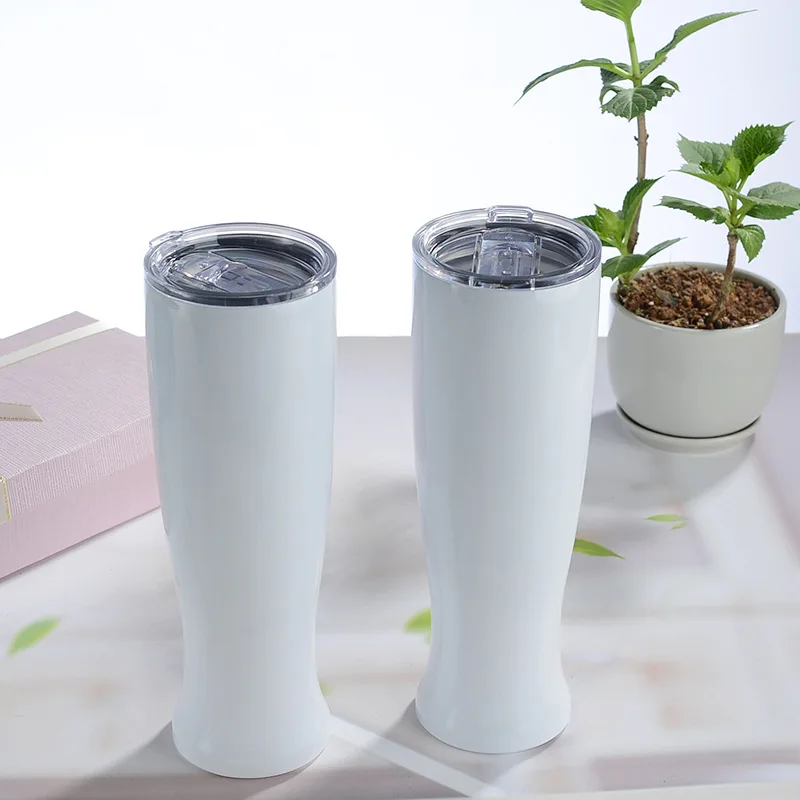 30oz White Sublimation Blank Draft Beer Cup Stainless Steel Insulated Tumbler Coffee Juice Creative Water Bottle Vacuum Vase Mug