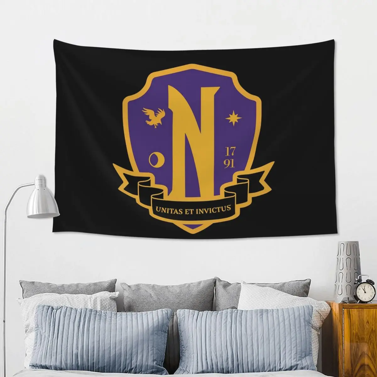 Nevermore Academy Crest (clean) Tapestry Art Wall Hanging Aesthetic Home Decoration Tapestries for Living Room Bedroom Dorm Room