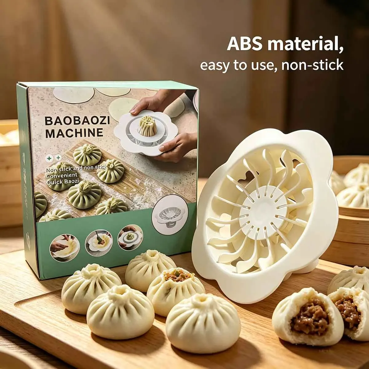Manual Dumpling Bun Maker Tool Food Grade ABS Quick Baozi Molder Non-Stick DIY Pastry Making Mold for Kitchen Household