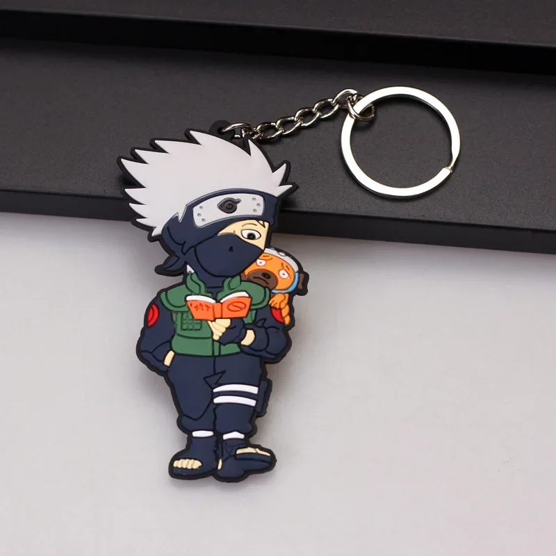 MINISO New Anime Naruto Keychain Naruto Kakashi Uzumaki Sasuke Pendant Double Sided Silicone Bag Hanging Friends Fans Gift