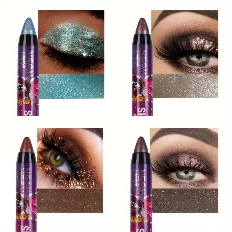 Glitter Eyeshadow Stick Lip Pencil 2 In 1 Smudge Proof Matte Pearly Sparkle High Saturated Eyeshadow Eyeliner Pen