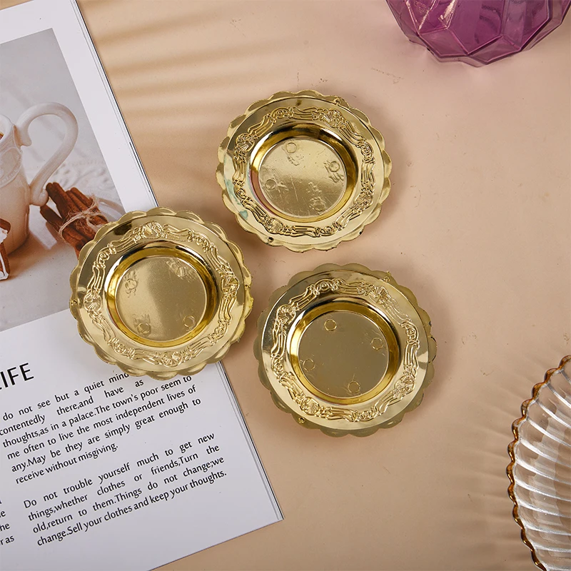 10Pcs Gold Storage Mini Tray Silver Cake Fruit Plate Jewelry Display Plastic Tray Party Sushi Plate For Home Decor