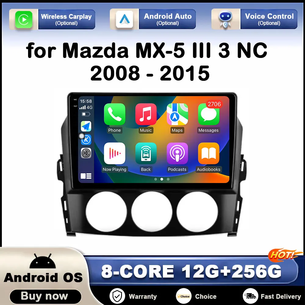 

for Mazda MX-5 III 3 NC 2008 - 2015 GPS Navigation Car Video Player Android Intelligent System DSP Stereo Autoradio BT Head Unit