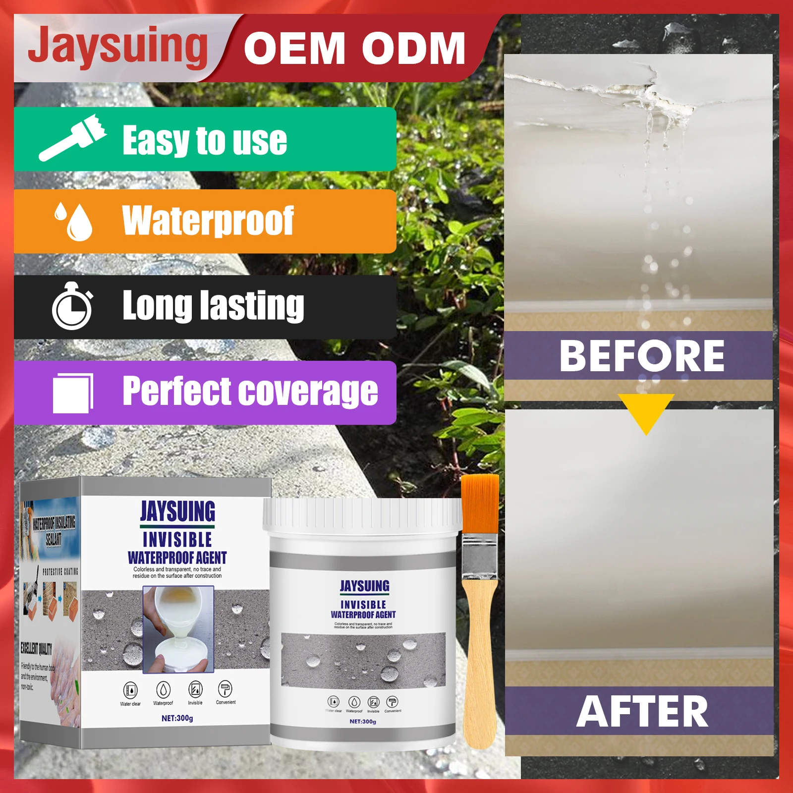 Waterproof adhesive sealant, bathroom kitchen exterior wall leak proof, plug repair, no need to smash bricks, leak repair coatin
