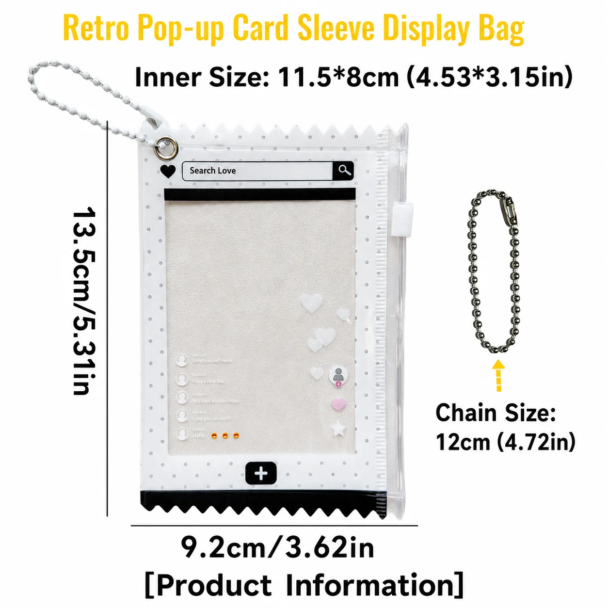 Hanging Chain Card Holder Ins-Style Portable Card Case Photocard Holder Clear Instax Photo Holder For Backpacks Decorative