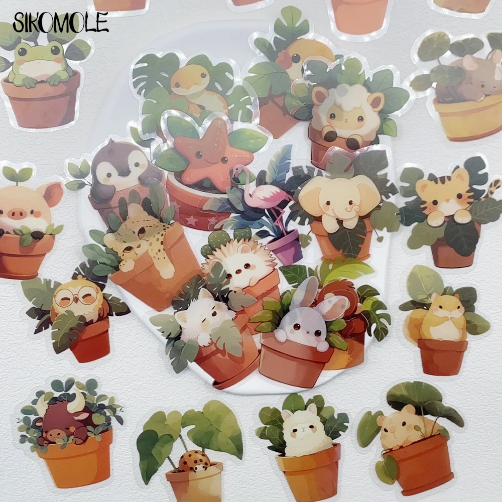 50 pezzi simpatico animale pianta in vaso adesivi graffiti trasparenti libro INS diario fai da te conti decorativi laptop skateboard adesivo