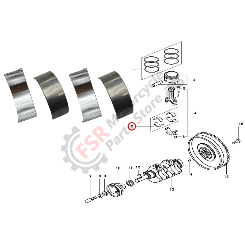 1 SET OF 4,CONNECTING ROD BEARING,FOR KINROAD BUGGY 650 XT650GK & JOYNER 650 JNSZ650DLB,P/N:270Q-03006 276MT-010007,ROD BUSH