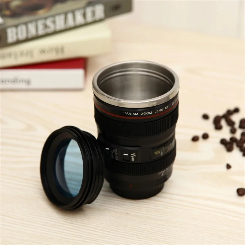 304 Stainless Steel Camera Lens Mug Creative Replica Insulated Coffee Cup Gift For Photographers Office Desk Birthday Christmas