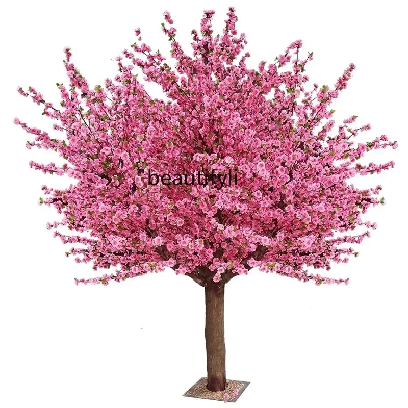 Emulational Peach Tree Fake Peach Tree Large Plant Artificial Cherry   Simulation Plum Tree Wishing  Peach Flower Decorati  N