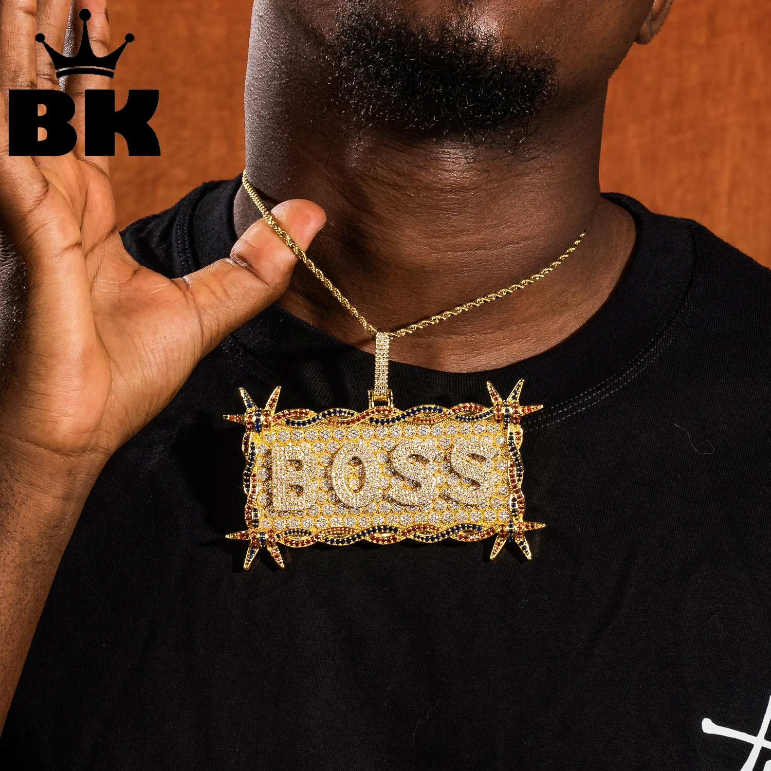 

The Bling King Custom Rectangle Nameplate Letters Pendant Pave Big Cubic Zirconia Medallion Engraved Name Punk Hip Hop Jewelry