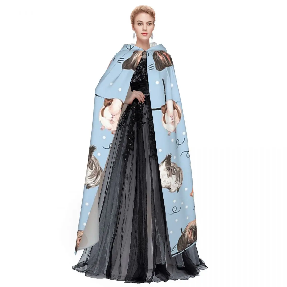 conejillo de indias lista de tareas diarias capa larga azul con capucha disfraz Medieval de bruja capa de Cosplay fiesta de Halloween adulto Unisex