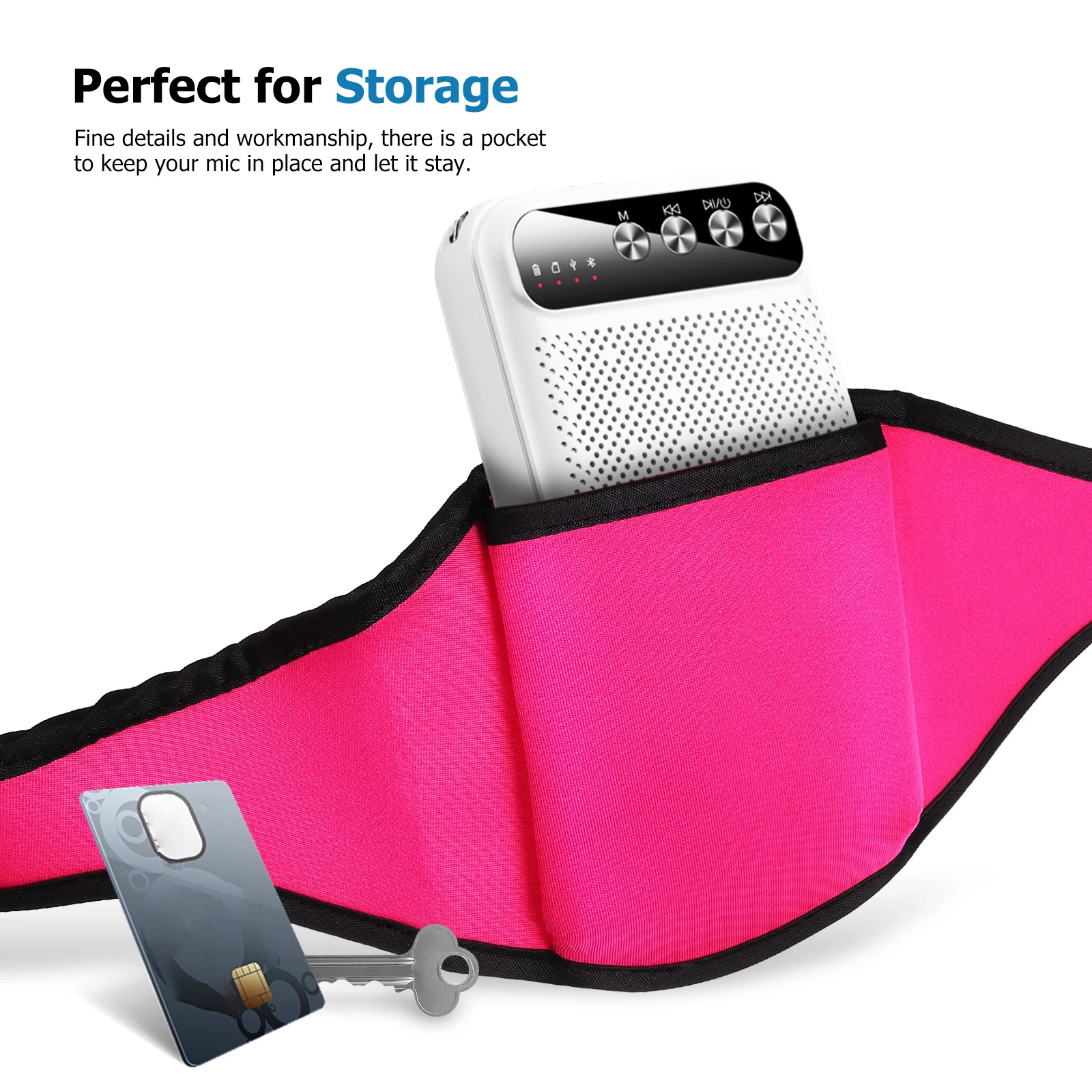 

2pcs Neoprene Mic Belt Adjustable Waist Pack for Wireless Microphone Holder Soft breathable storage running yoga