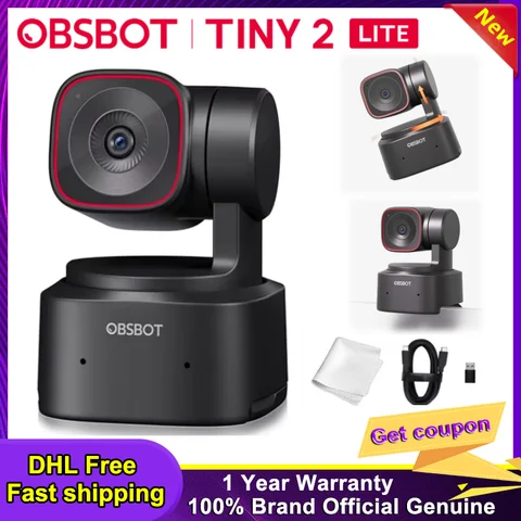 OBSBOT Tiny 2 Lite / PTZ 4K Webcam 1080p@60fps HDR With AI Tracking Privacy Cover Microphone 1/2" Sensor · USB2.0 Plug&play