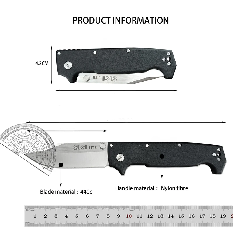 cold new SR1 folding knife, nylon fiber handle 8Cr14Mov steel Outdoor Tactical Hunting Self-defense Rescue pocket EDC tool