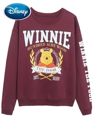 Disney Jumper Sweatshirt Winnie the Pooh Bear Letter Cartoon Print Fashion Women Long Sleeve O-Neck Pullover Fleece Tops Femme