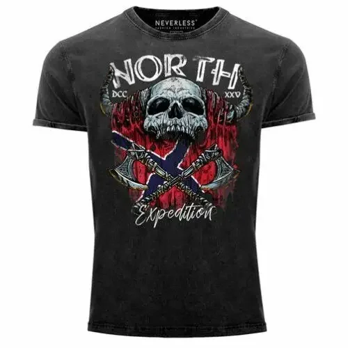 Shirt North Wikinger Norwegen Skull Totenkopf Printshirt T-Shirt