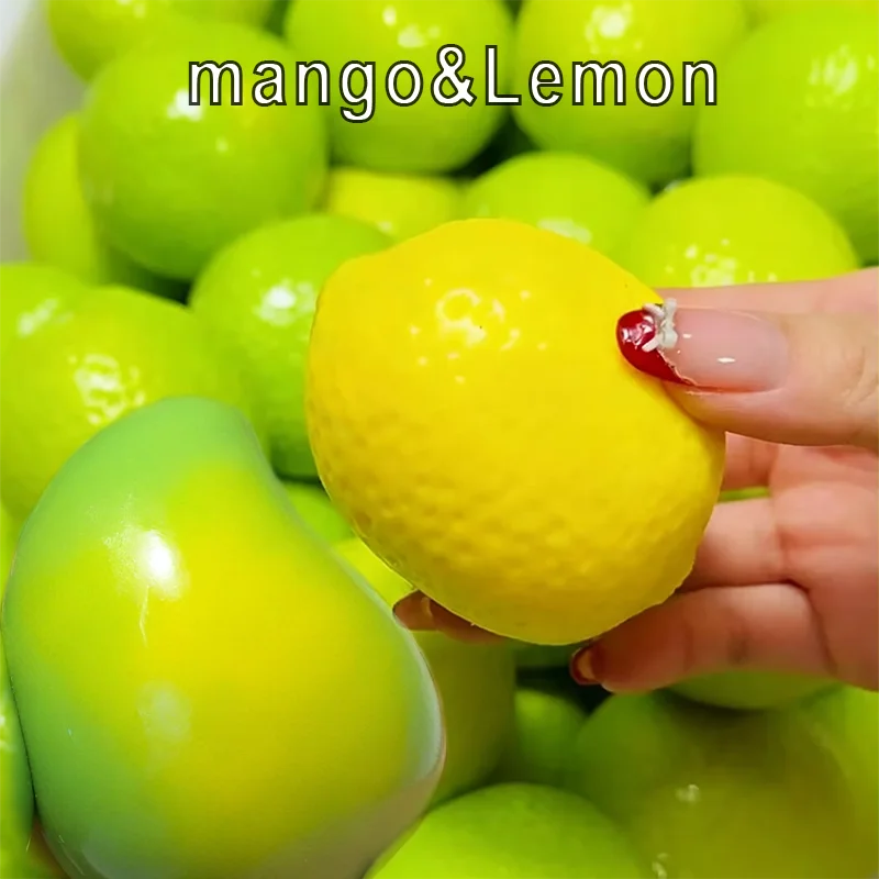 Handmade Crispy lemon Stress Ball Squeeze Toy,ASMR Sensory Stress Relief Toy Color-Changing Mango Squishy Fidget Ball