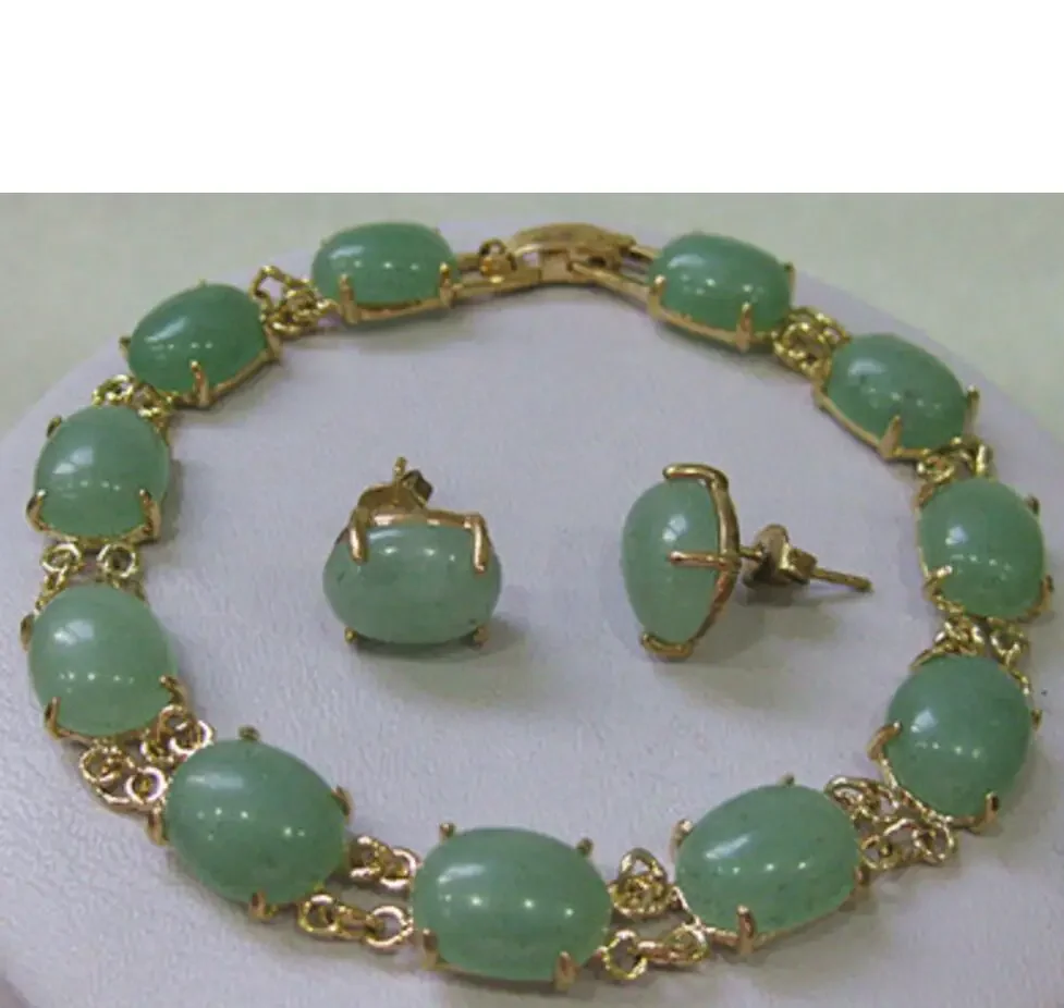 

новые украшения Наборы серег изысканных браслетов из зеленого нефрита