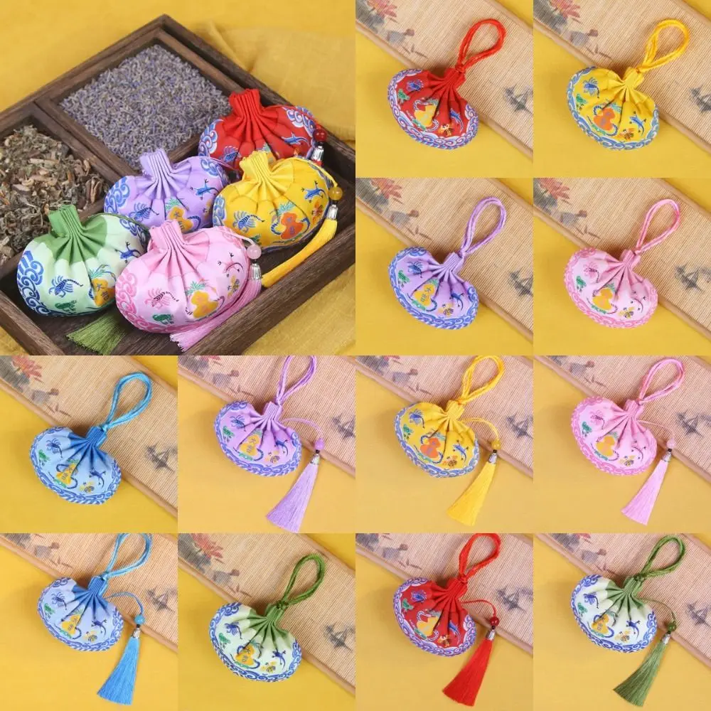 Embroidery Dragon Boat Festival Sachet Storage Bag Car Pendant Small Empty Pouch Fashion Tassel Jewelry Drawstring Bag Gift