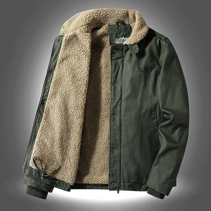

Winter Parka Fleece Work Lined Thick Warm Male Size 5xl Plush Jacket Trun Down Collar Fur Collar Coat New Autumn Outwear