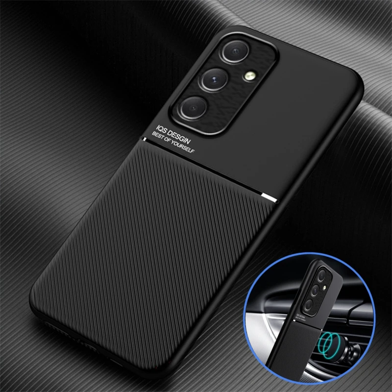 For Samsung A55 5G Case Leather Car Magnetic Holder Back Cover For Samsung Galaxy A55 A 55 GalaxyA55 5g Soft Frame Protect Coque