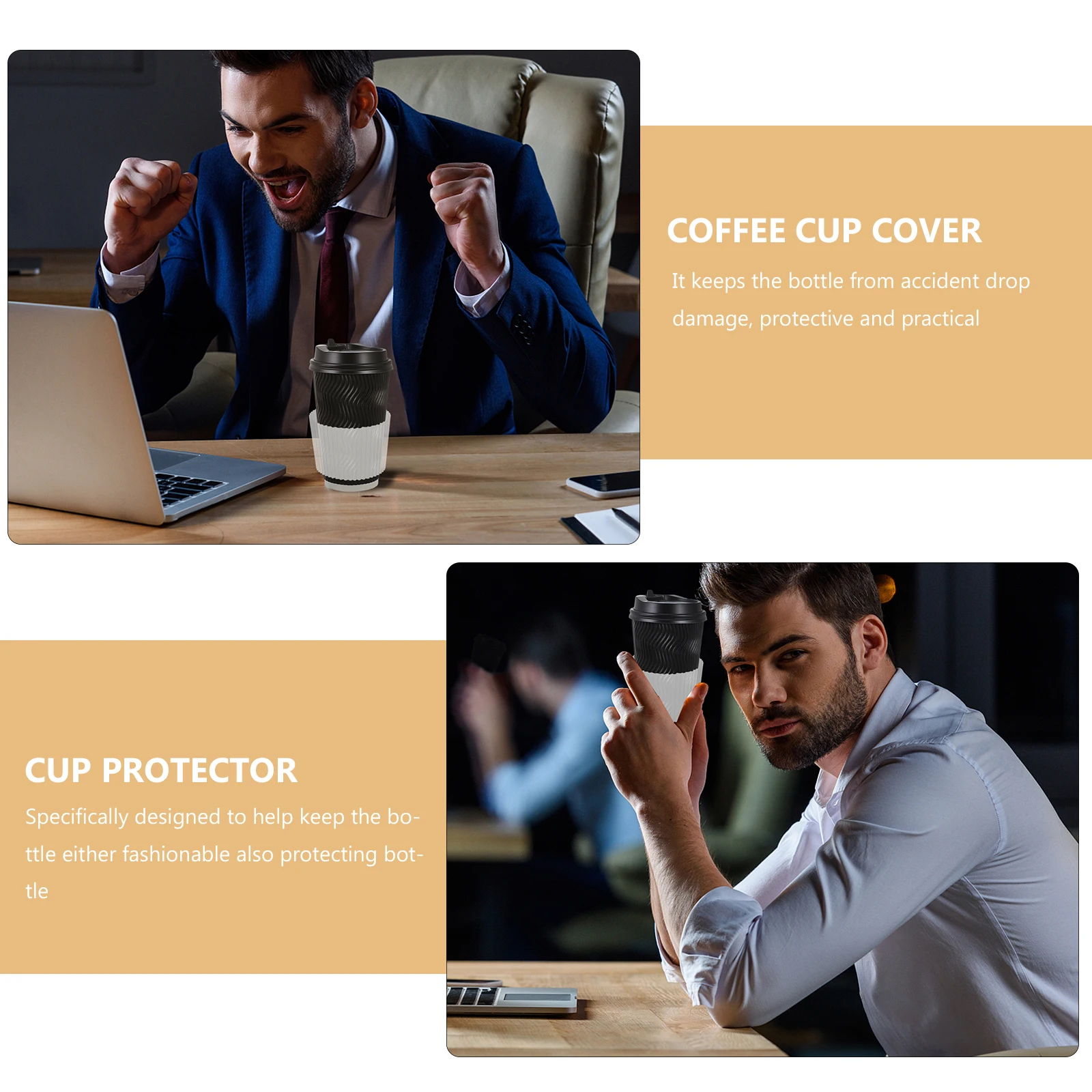 

100 Pcs Transparent Cup Set Coffee Sleeve Plastic Cups Sleeves Covers for Hot Drinks Tea Protection