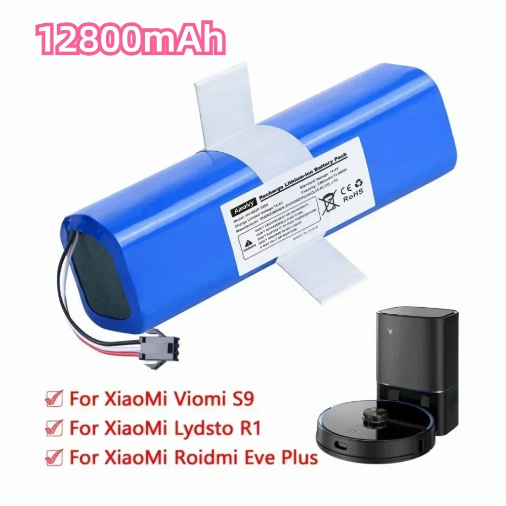 14.4V 12800mAh For XiaoMi Lydsto R1,Viomi S9,Proscenic M7 Pro,Lenovo LR1 Replacement Li ion Battery Pack Rechargeable Battery