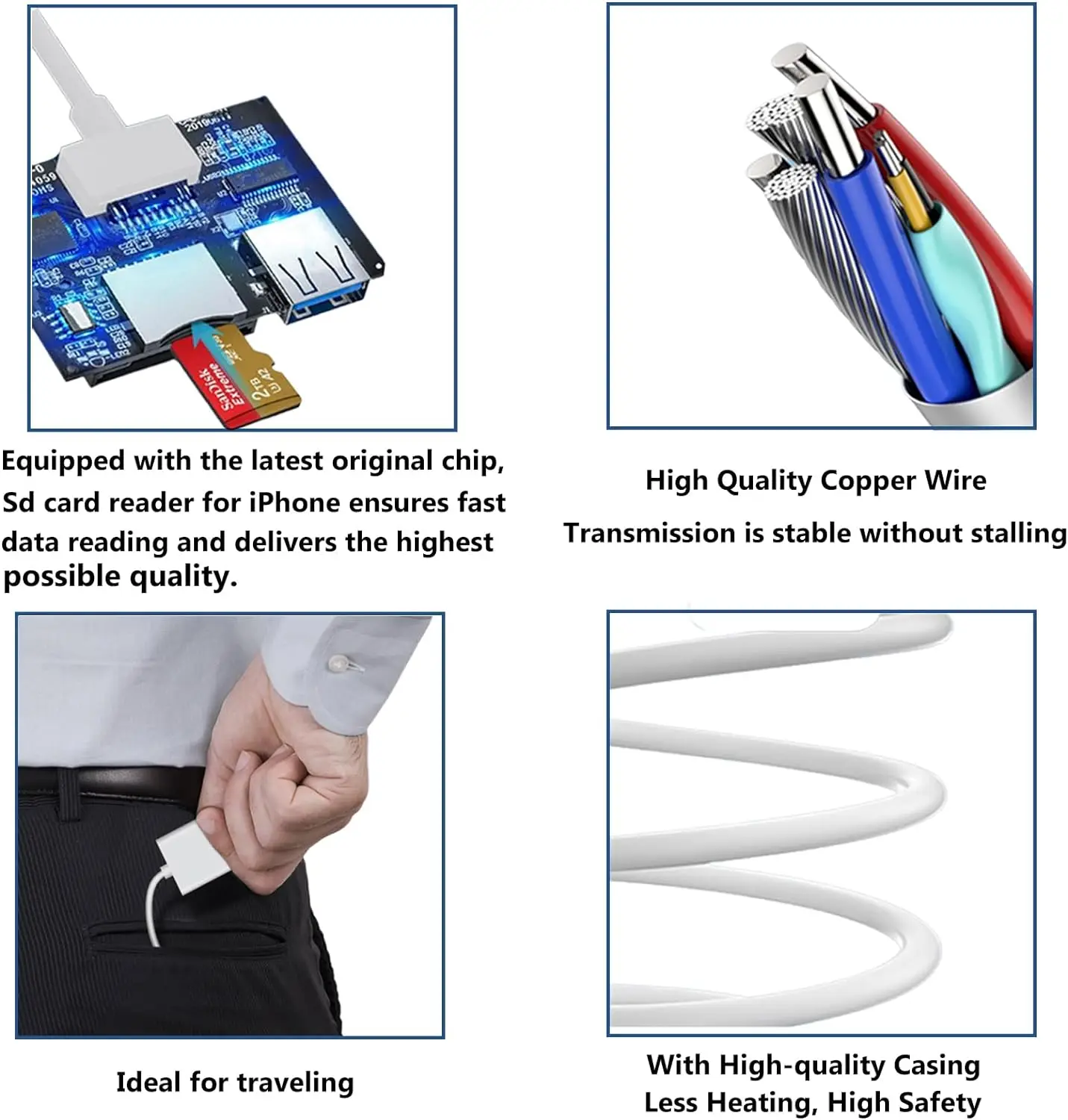 OTG 3-in-1 TF SD-kaartlezer Datatransmissie Splitter Camera Reader Adapter voor iPhone 15 14 13 12 11 XR Pro Max XR Android