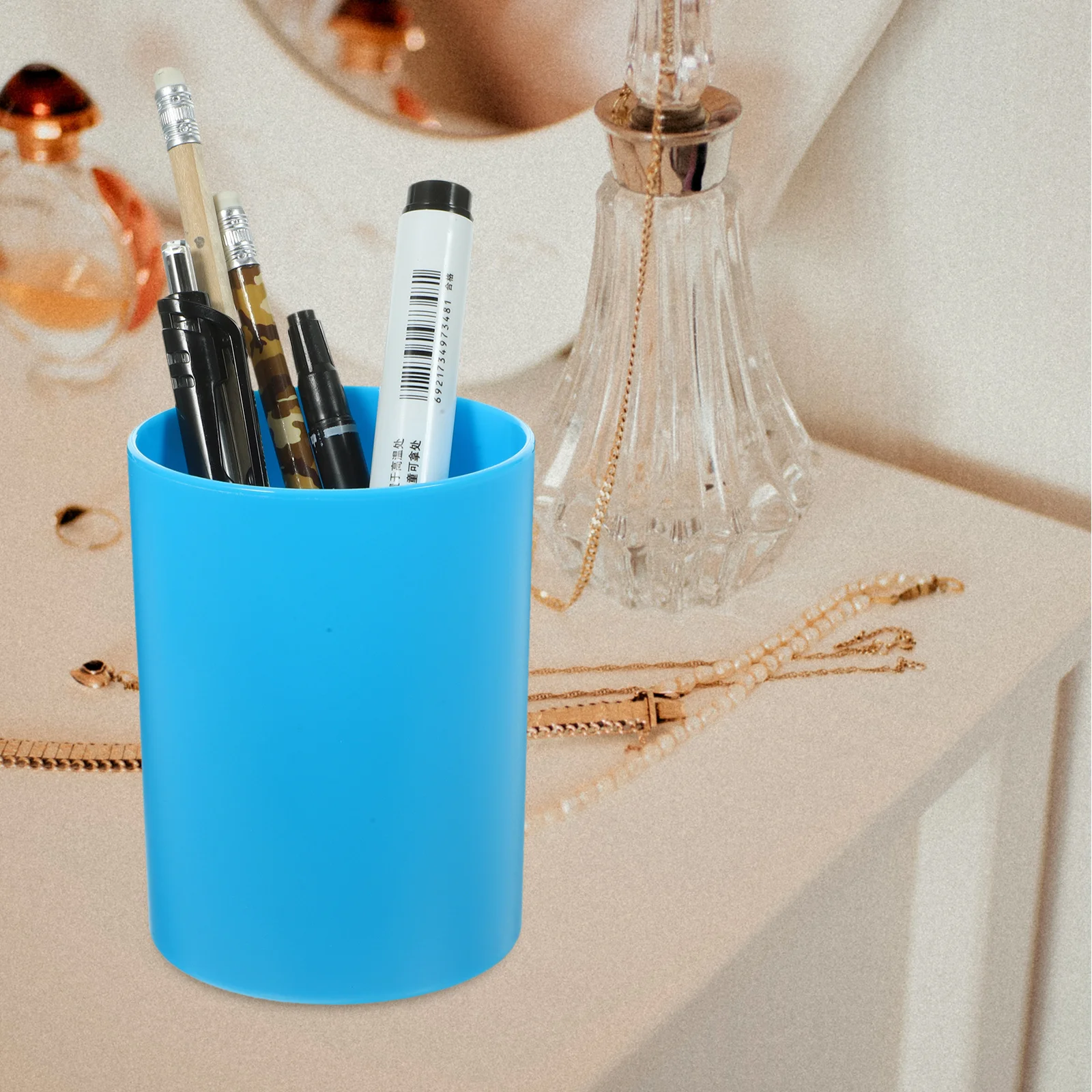 2Pcs Pencil Organizer for Desk Pen Holder Large Capacity Makeup Brush Holder Reusable Plastic Pencil Cup Stylish Rounded Edge