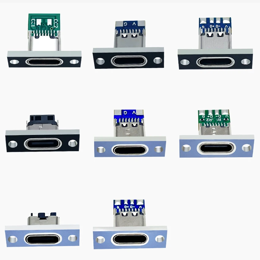 1-10pcs USB 3.1 Type C Socket With Screw fixing plate Type-C USB Jack 3.1 Type-C 2Pin 4Pin 5Pin 6Pin Female Connector Jack