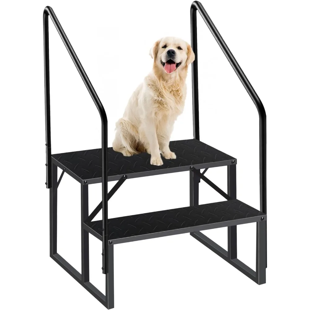 خطوات RV مع درابزين، سلالم RV بخطوتين سعة تحميل 660 رطل، سلم متدرج مع لوحة مضادة للانزلاق، سلالم منزلية متنقلة للسفر #1