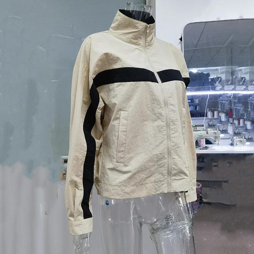 Linad Street Chic Khaki Stand Collar Zipper Jackets 2026 Casual Long Sleeve Outerwear Female Fashion Loose Coats For Woman New 142 S89a51d40138f4621a9c94d122e32c7aaB