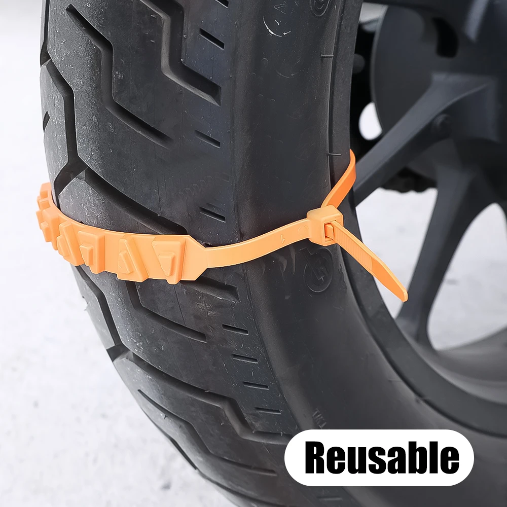 Tire Anti Slip Chains Belt With Snow Chains Winter Tyres  And Reusable Ties For Motorcycle Bike Road Safety Accessories