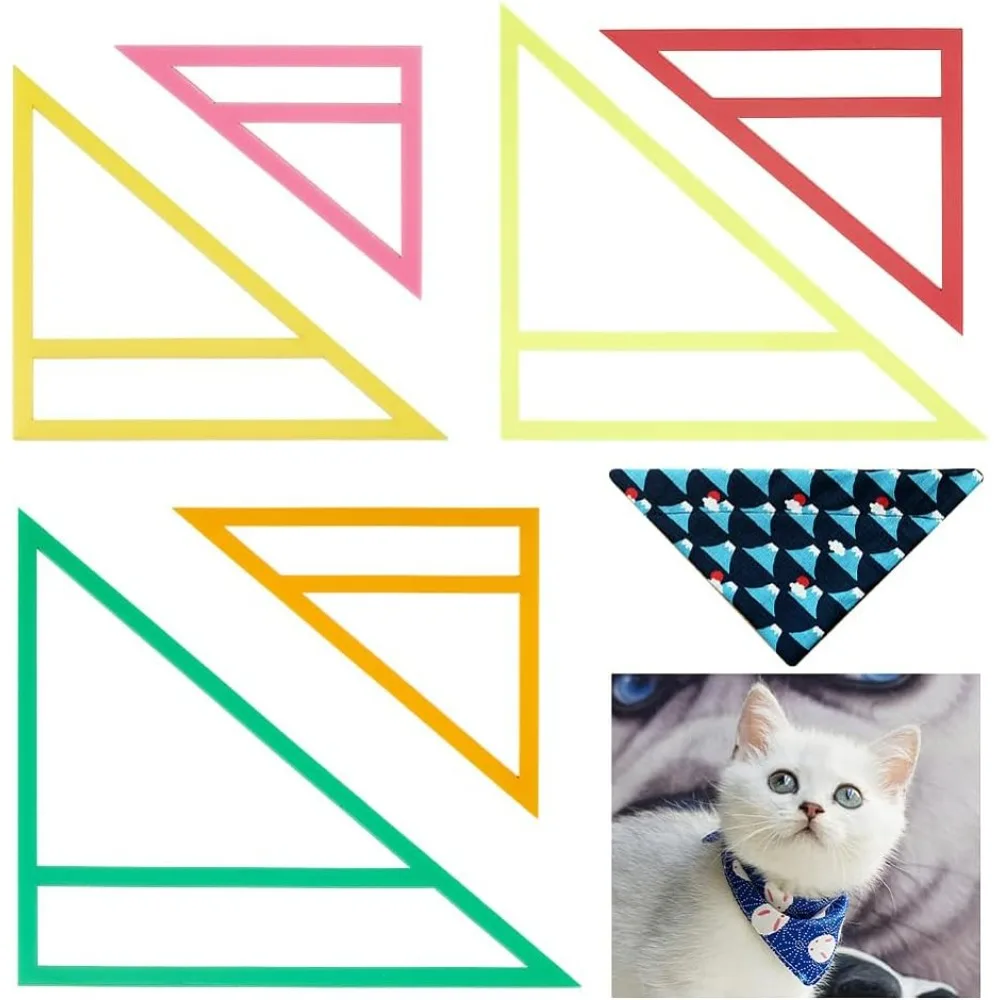 6Pcs 6 Sizes Dog Bandana Sewing Template Set Small Reversible Triangle Sewing Quilting Acrylic Quilting Template Stencil