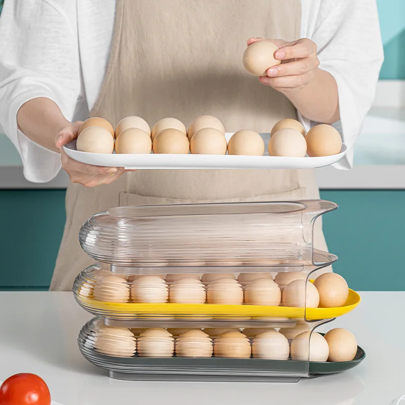 Large Capacity Egg Holder For Refrigerator-Fresh Storage Box Fridge, Egg Storage Container Organizer Bin,Clear Plastic Egg Tray