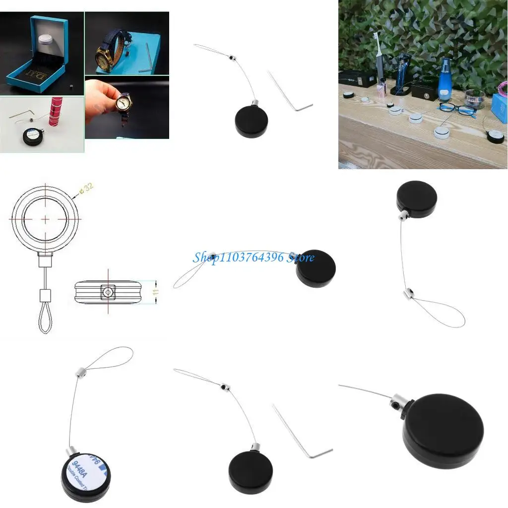 Hebillas portátiles multiusos fácil extracción, caja bloqueo alambre antirrobo, redonda para exhibición joyas,